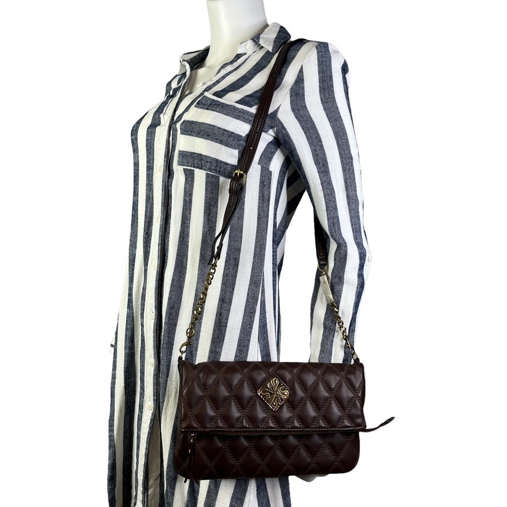 Simply Vera Vera Wang Brown Quilted Shoulder Bag with Gold Accent